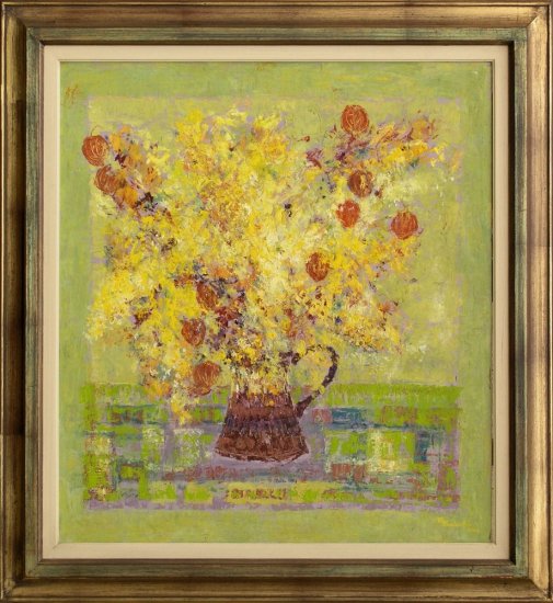 Obraz Džbán s květy židovské třešně