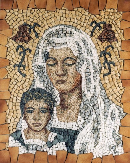 Mosaic Madonna With Lilies