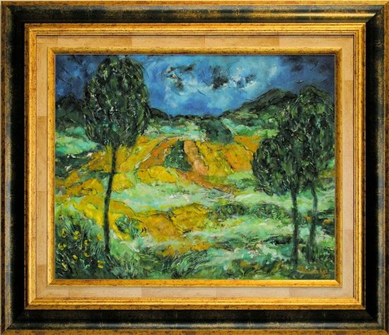 Painting LANDSCAPE OF FORESTS AND GREEN FIELDS