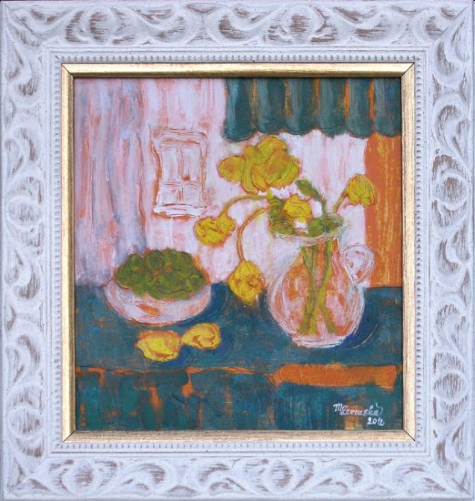 Painting still life with yellow